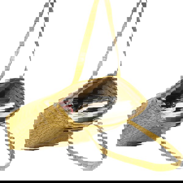 Assots London 'AGNES' Ochre Mustard Croc Real Leather Designer Tote Bag