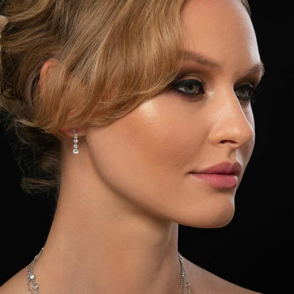 namana Silver Dainty Drop Earrings For Women with 4 Sparkling Cubic Zirconia Stones