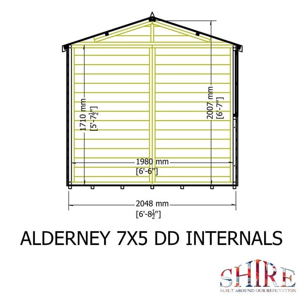 Shire 7x5 double door apex shed 12mm shiplap interlock cladding