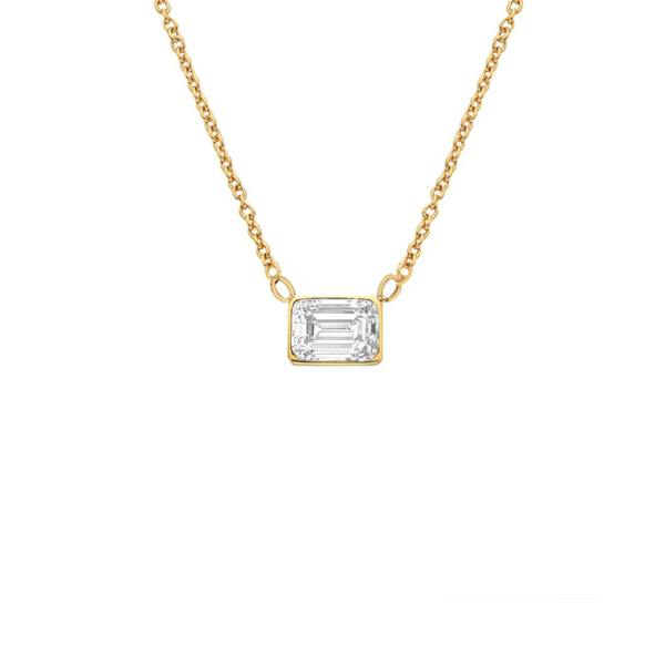 Say It With Emerald Cut Birthstone Necklace - Yellow Gold