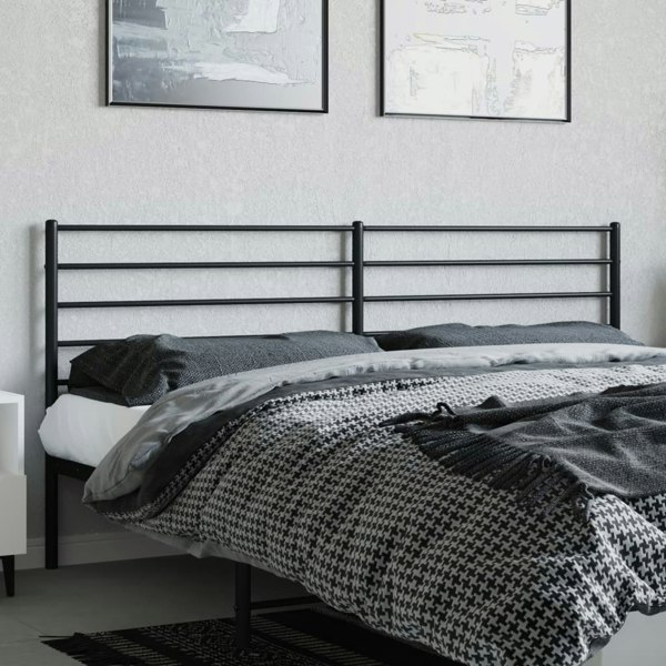 Berkfield Metal Headboard Black 200 cm