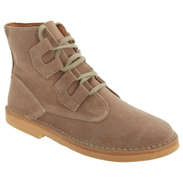 Roamers Men's Ghillie Tie Real Suede Desert Boots - Dark Taupe