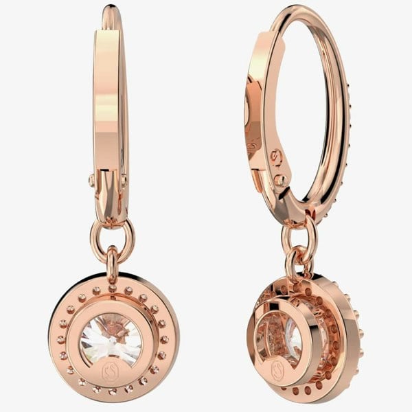 Swarovski Ladies Constella Rose Gold-Plated Dropper Hoop Earrings 5638769