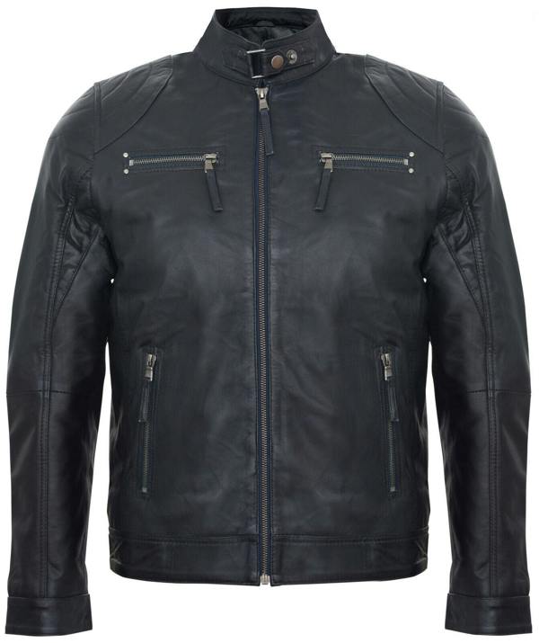 Infinity Leather Mens Leather Biker Vintage Zipped Racing Jacket