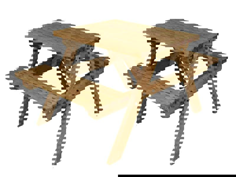 Fortem Pub-Style Picnic Table and Benches Set – Rustic Finish Wooden Outdoor Dining Set for Gardens, Patios, and Pubs