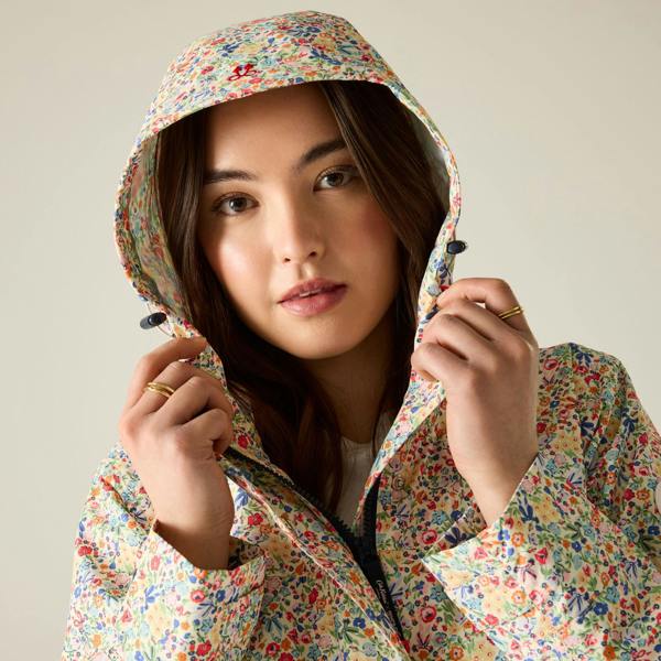 Regatta Womens/Ladies Cath Kidston Ditsy Floral Long Length Waterproof Jacket - Cream Harmony - 