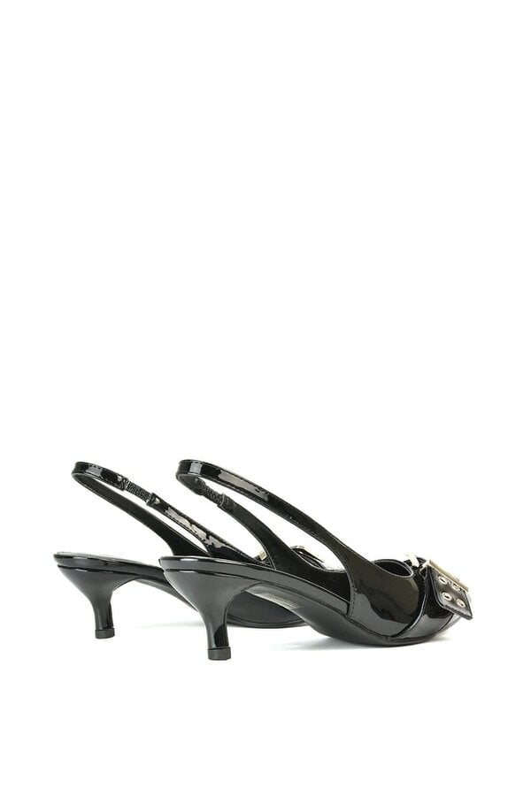 XY LONDON Pointed Toe Kitten Heels With Buckle