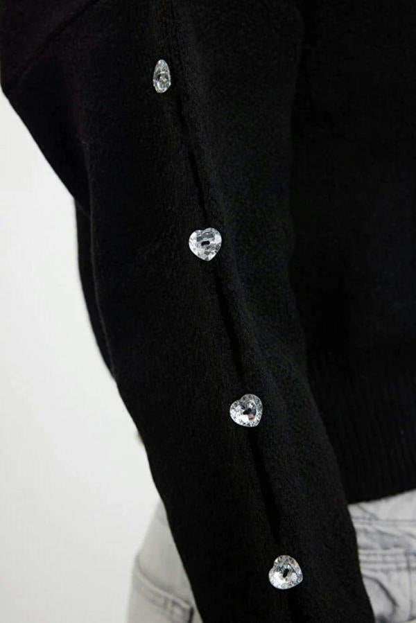 WOVCOR Soft Textured Button Detailed Knit Sweater