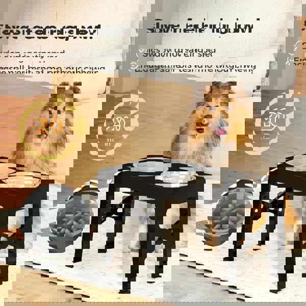 Skylos Raised Dog Feeding Bowl Elevated Pet Food Water Feeder Adjustable Folding