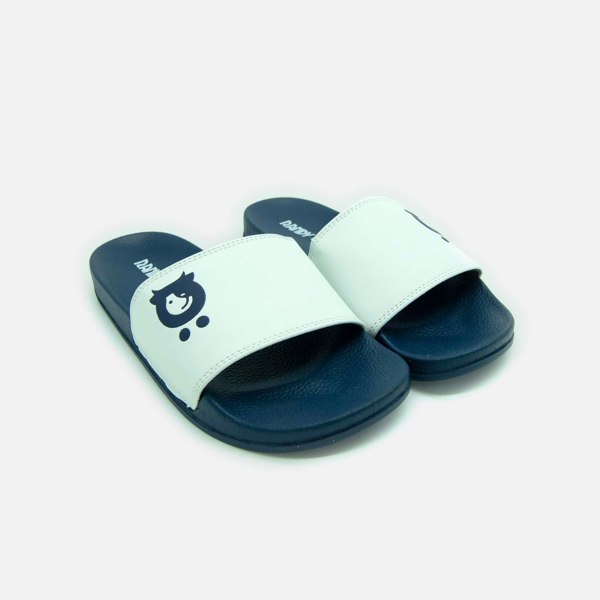 Randy Cow White & Navy Sliders - Vegan Friendly