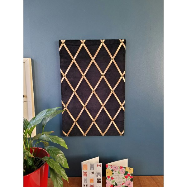 Notice Board - Black Velvet Gold Ribbon