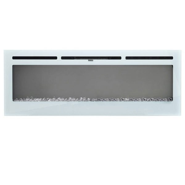 White 2kW Wall Mounted Fireplace Realistic 12 Flame Colour Electric Heater Wall Mounted Fires Living and Home