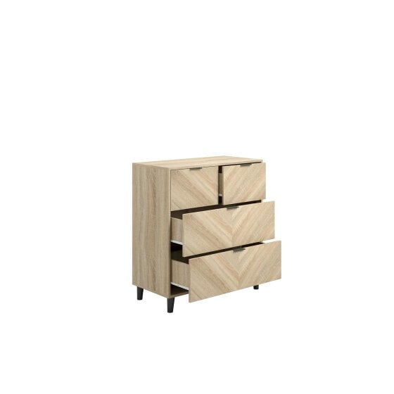 Wyld Haus Skerries Chevron 4 Drawer Storage Chest Natural Oak Wood
