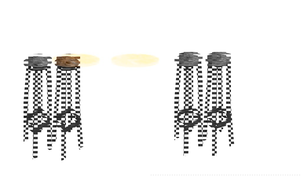 Modcraft Set of 2 Bar Stools, Industrial Kitchen Breakfast Chairs, Rustic Brown and Black