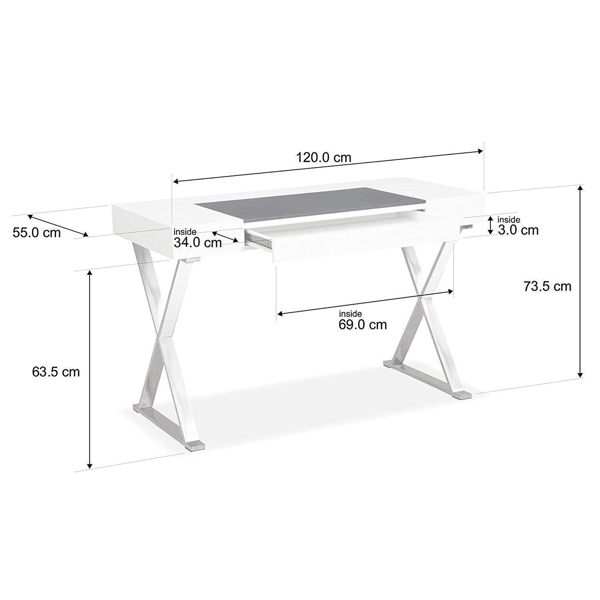 Centurion Supports ADONIS Gloss White and Chrome Legs Ergonomic Home Office Luxury Modern Desk