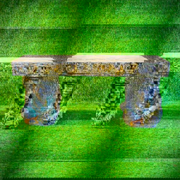 Stone Pixie Goblin Magical Garden Bench