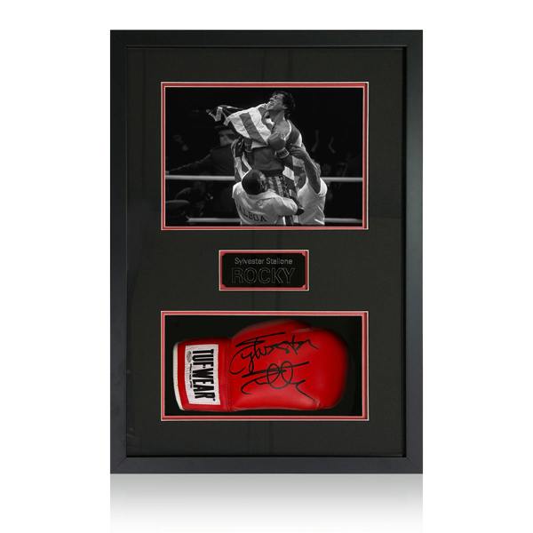 Sylvester Stallone Rocky Signed Red Tuf Wear Glove Iconic Frame
