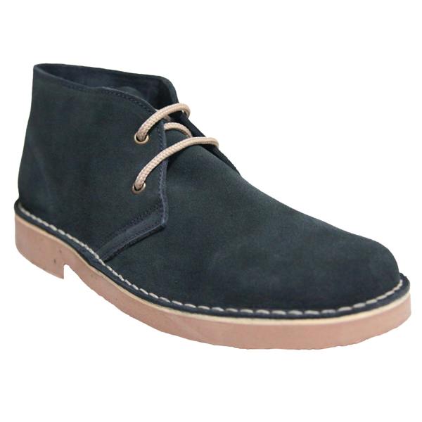 Roamers Mens Real Suede Unlined Desert Boots - Navy