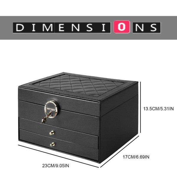 Modcraft Large 3 Layer Green Jewelry Box Organizer with Lock Necklace Storage Cabinet