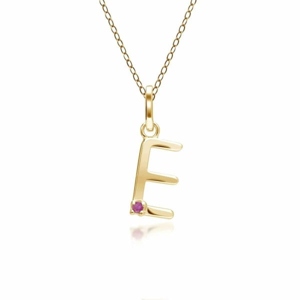 135P2057029 Initial Ruby Letter Necklace In 9ct Yellow Gold 6