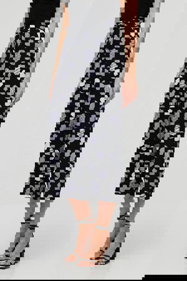 Black | Spotty Print Tie Waist Cropped Trousers