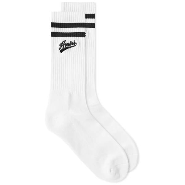 Amiri Varsity Script Socks   in  White