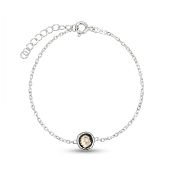 Spero London Sterling Silver Raw Uncut Polki Diamond Bracelet