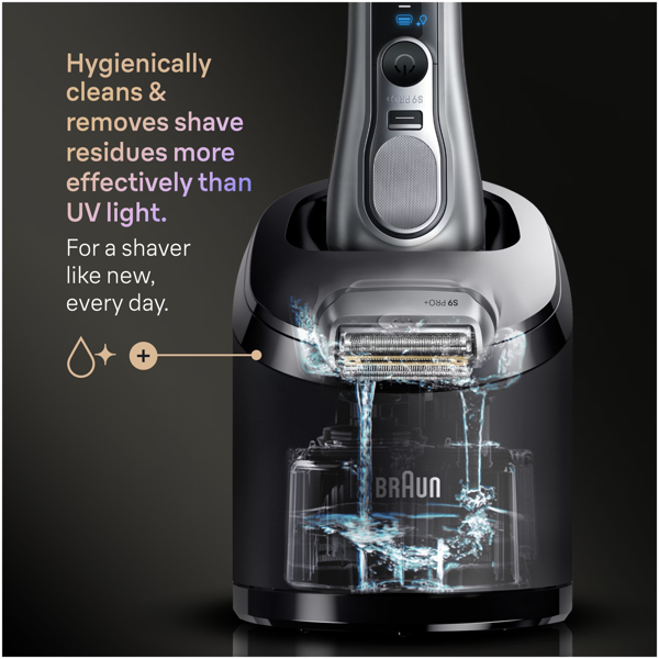 Braun Series 9 PRO+ 9667CC Electric Shaver, Pro SensoAdapt, SmartCare Center - Silver