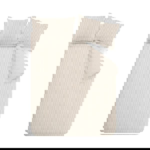 Catherine Lansfield Epping Textured Stripe Reversible Duvet Cover Set Natural