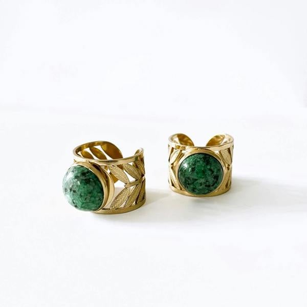 Luxe Tones Zariya Luxe 18k Gold Plated Statement Stone Ring