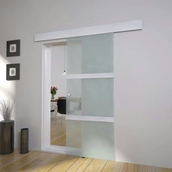 Berkfield Sliding Door Glass and Aluminium 178 cm Silver