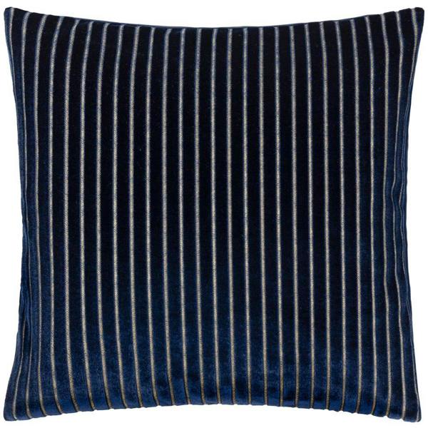 Paoletti Savoy Velvet Stripe Cushion Cover - Navy - 