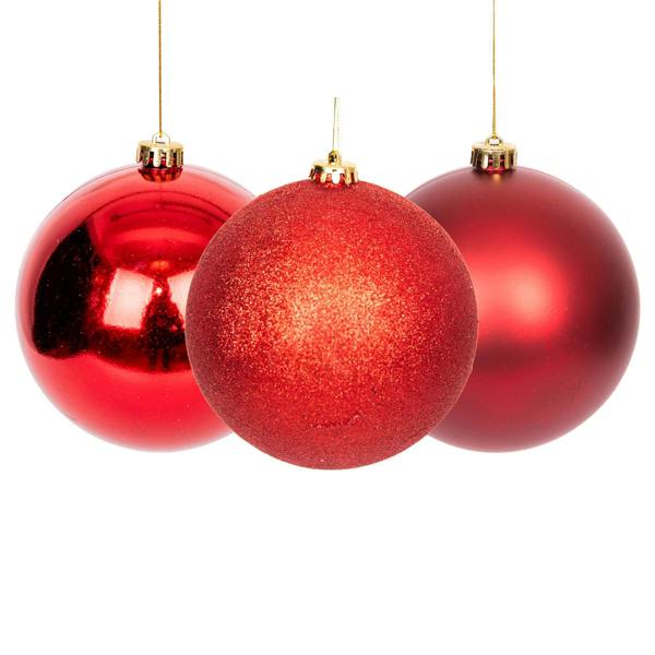 Shatchi 15cm Christmas Bauble Set, 3 Pieces, Shatterproof Dark Red Tree Decorations