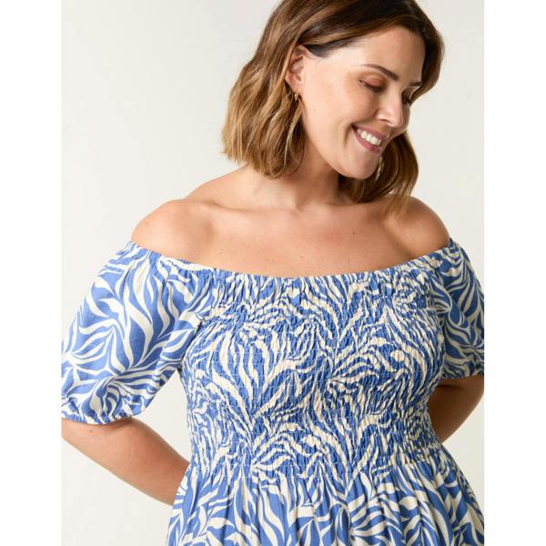 Blue Vanilla Curve Elasticated Off The Shoulder Maxi Dress