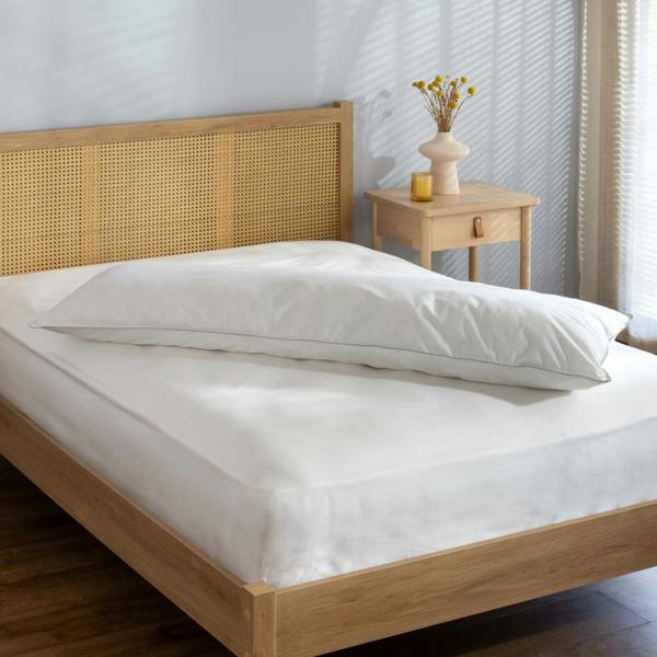 Soft As Down Body Pillow & Pillowcase - Soft/Medium - cotton, styled in a bedroom | Soak and Sleep