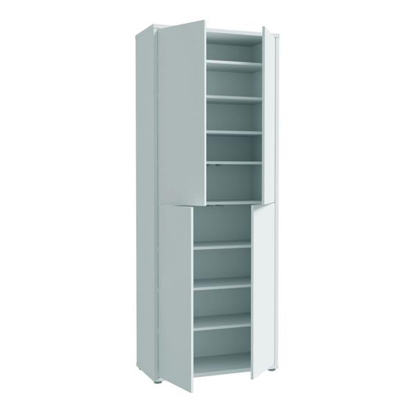 Furniture To Go Alice Springs Tall Shoe Cabinet with 4 Doors Push-to-Open in Light Grey