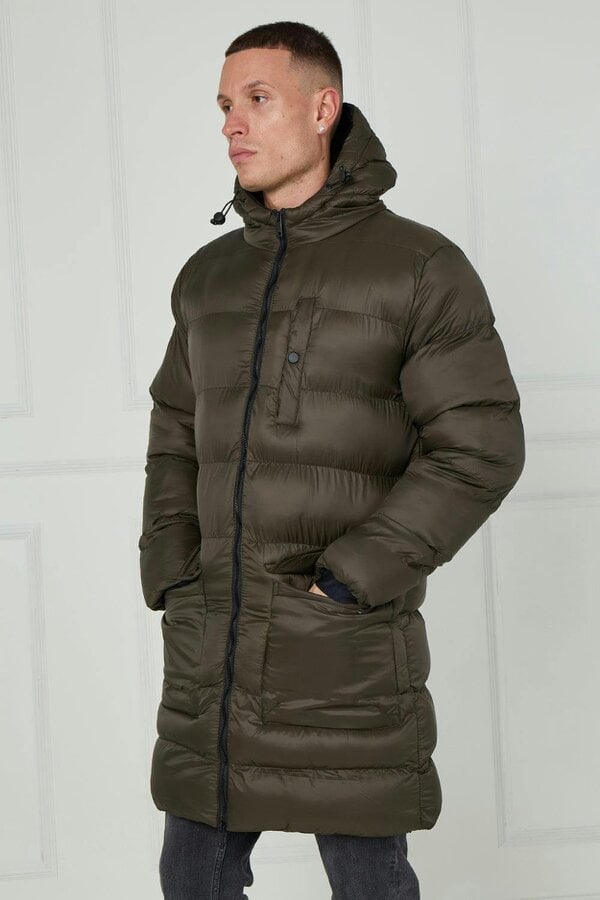 Men’s Longline Puffer Coat - Khaki