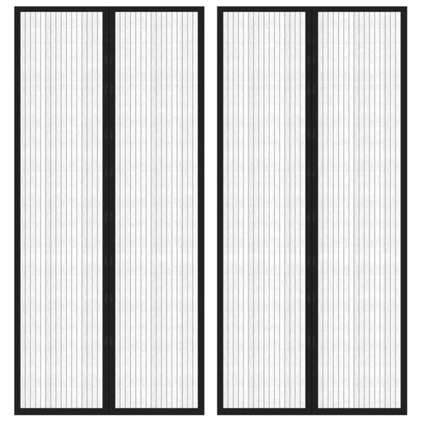 Berkfield Insect Door Curtains 2 pcs with Magnet Blocks Black 210x90 cm