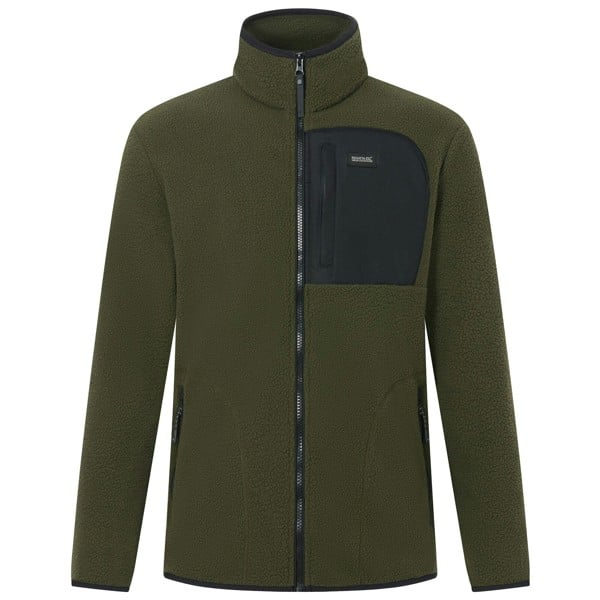 Regatta Mens Frankie Borg Fleece Jacket - Dark Khaki/Black