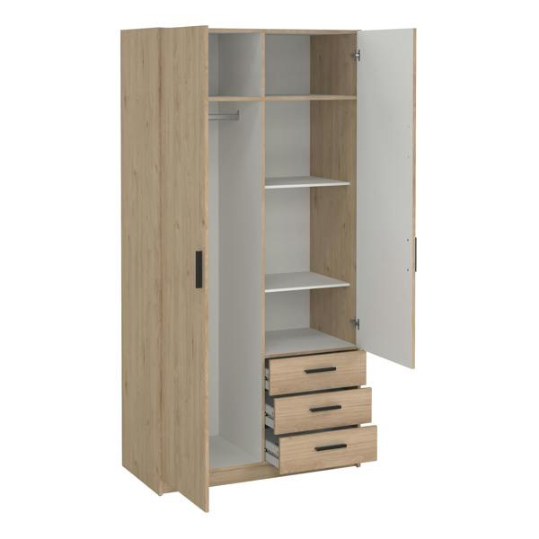 Furniture To Go Sprint Wardrobe with 2 Doors + 3 Drawers in Jackson Hickory