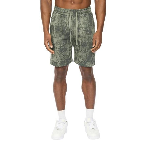 Crosshatch Mens Bardon Camo Cargo Shorts - Olive Camo - 