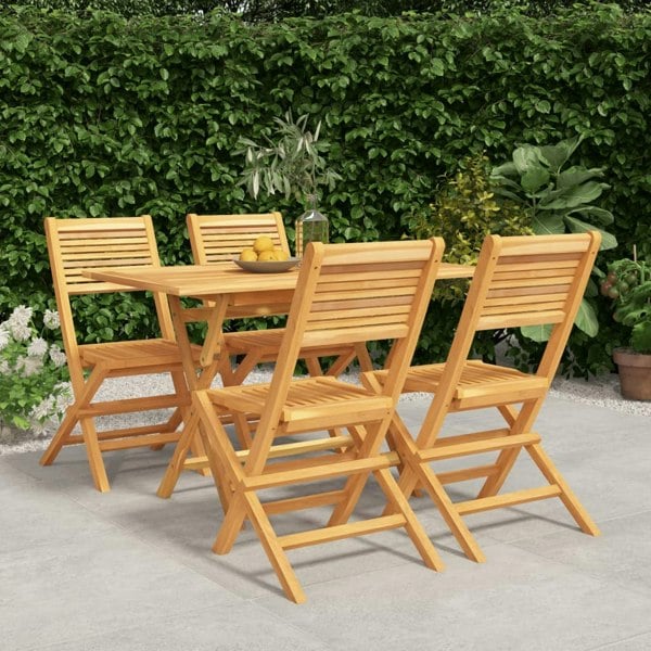 Berkfield 5 Piece Garden Dining Set Solid Wood Teak