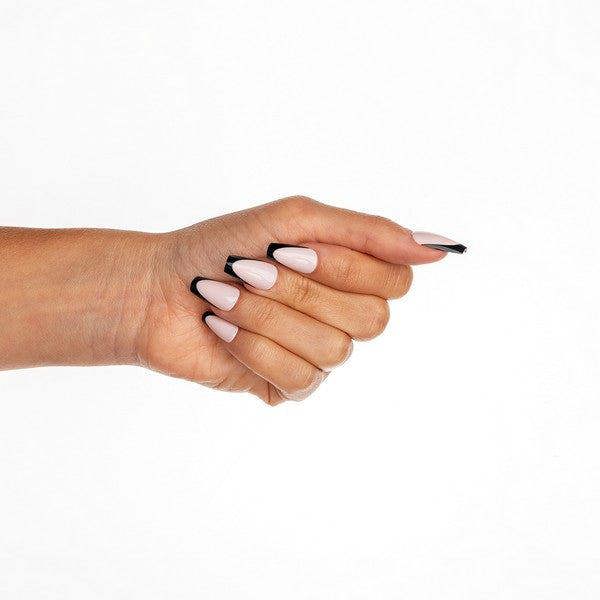Invogue Black French Tip Coffin Nails - Pack of 24