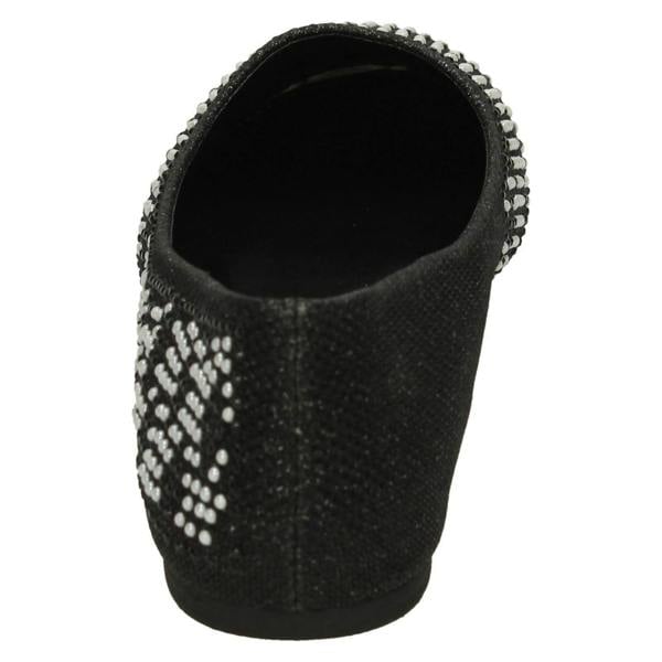 Spot On Ladies Spot On Diamante Bead Ballerinas F80385
