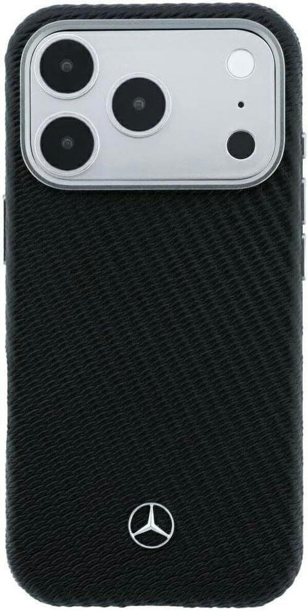 Mercedes Leather Semi Wrap Wood Effect Case with MagSafe for iPhone 17/18 Pro 6.3" Black - MEHMP18L25PFWWPK
