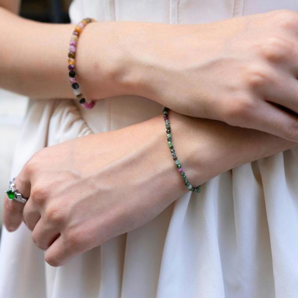 Spero London Fine Red Green Tourmaline Sterling Silver Bracelet