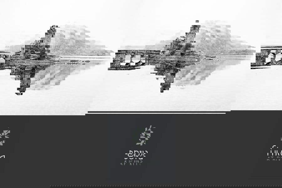 black and white print of scottish castle