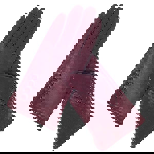 Quivano Womens Leather Gloves With 4 Button Detail