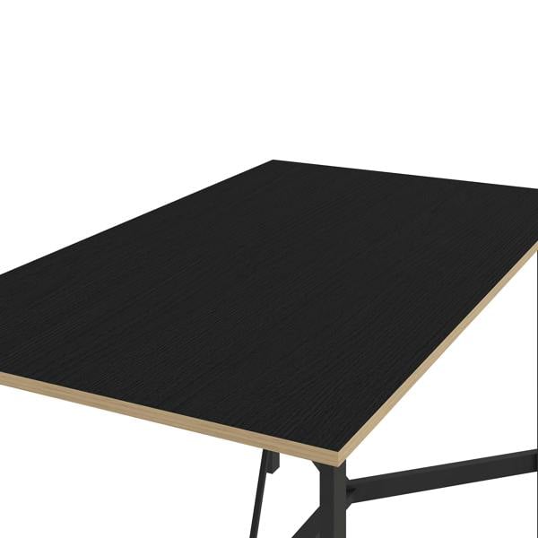 Decortie Modern Dalma Rectangle Dining Table 6 Seater Kitchen Table 140(D)cm w/Metal Legs for Indoor