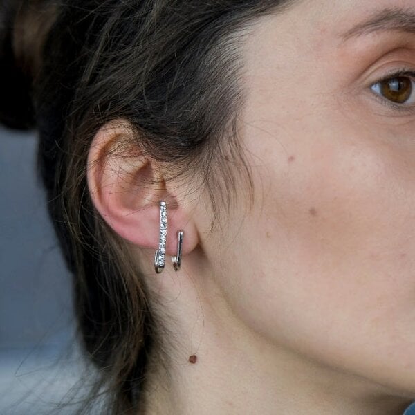 The Colourful Aura Silver U Shape Ear Wrap Zircon Crawler Cuff Irregular Hook Ear Climber Earring